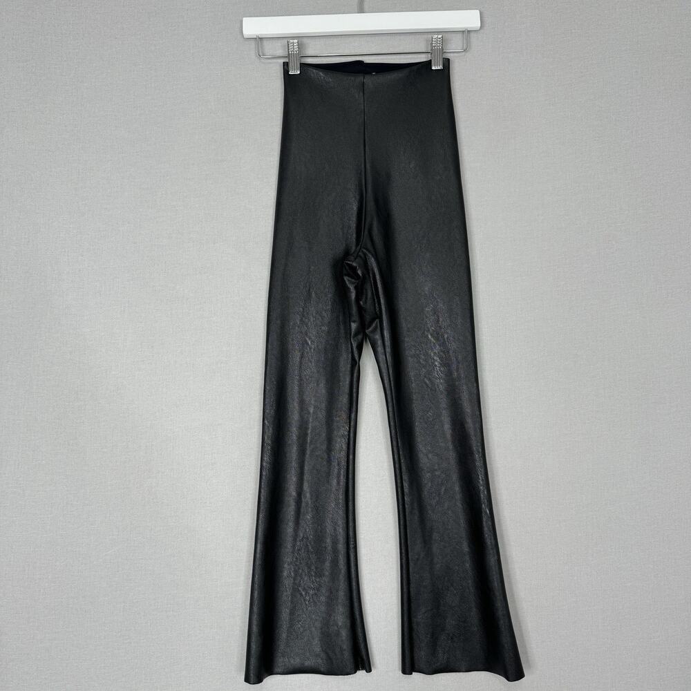 Commando Womens Pants XS Black Faux Leather Flared Legging Y2K Grunge Gothic